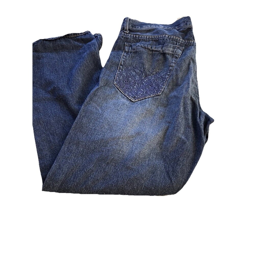 Vintage Men’s Classic Two Pepper Dark Wash Jeans Embroidered Back Pockets 38x32